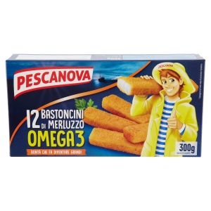 Pescanova 12 Bastoncini di Merluzzo Omega3 impanati e surgelati 300 g