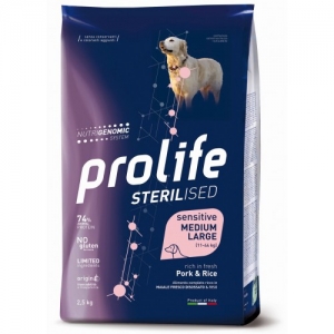 Prolife  Sterilised Sensitive Adult Medium Large al Maiale e Riso da 12 kg