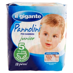 IL GIGANTE Pannolini per Bambini junior 5 11 25kg Junior Unisex 18 pz