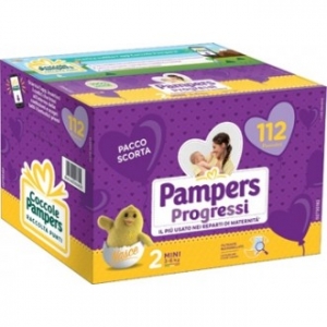 Pampers Progressi Mini, Taglia 2 (3-6 kg) 112 pz.